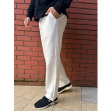 Keten Kumaş Fermuarlı Düğmeli Baggy Pantolon