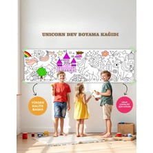 Şatolu Unıcorn Temalı Dev Boyama Kağıdı 2,5 Metre Rulo Boyama Kağıdı Çocuk Anaokulu ve Kreşler İçin Aktivite Çocuk Eğitici Boyama