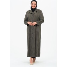 Glr & Gym Esmanur Kadın Büyük Beden Astarlı Düğmeli Erkek Yaka  Anne Pardesü