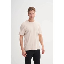 Cazador Bisiklet Yaka Slim Fit Likarlı Düz Tişört 4163 Bej