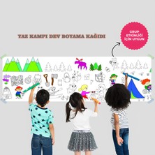 Yaz Kampı Temalı Dev Boyama Kağıdı 2,5 Metre Rulo Boyama Kağıdı Çocuk Anaokulu ve Kreşler İçin Aktivite Çocuk Eğitici Boyama