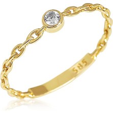 14 Ayar Altın Taşlı Zincir Yüzük