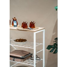 Bohem Stil Mutfak ve Salon Rafı – Elit Dresuar, Safir Meşe Ahşap, Beyaz Gövde, Çok Amaçlı Kullanım