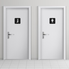 Cajuart 2 Parça  13X13 Kare Şekil Modern Erkek Kadın Wc Tuvalet Yönlendirme Levhası