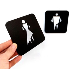 Cajuart 2 Parça  13X13 Kare Şekil Modern Erkek Kadın Wc Tuvalet Yönlendirme Levhası
