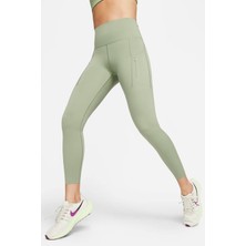Nike Go Dri Fit Infinalock High Rise 7/8 Leggings 6 Cepli Toparlayıcı Yüksek Belli Reflektörlü Spor Tayt Açık Yeşil