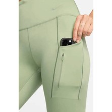 Nike Go Dri Fit Infinalock High Rise 7/8 Leggings 6 Cepli Toparlayıcı Yüksek Belli Reflektörlü Spor Tayt Açık Yeşil
