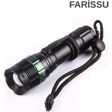 Farissu Gerçek Metal Gövde – Zoom Özellikli, Şarjlı, Su Geçirmez KM-109 El Feneri (3000 Lümen)