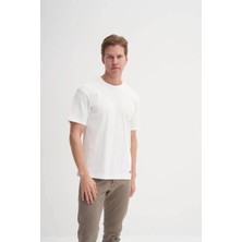 Cazador Bisiklet Yaka Slim Fit Likarlı Düz Tişört 4163 Ekru