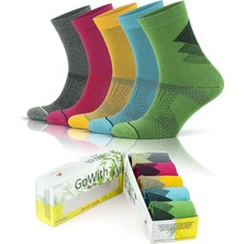 Gowith 5'li Renkli Seamless (Dikişsiz) Topuk Burun Güçlendirilmiş Nem Emici Erkek Bambu Koşu Çorabı Seti 3209