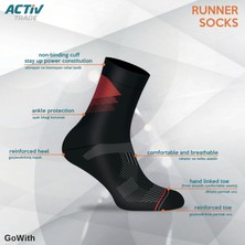 Gowith 5'li Renkli Seamless (Dikişsiz) Topuk Burun Güçlendirilmiş Nem Emici Erkek Bambu Koşu Çorabı Seti 3209