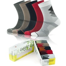 Gowith 5'li Renkli Seamless (Dikişsiz) Topuk Burun Güçlendirilmiş Nem Emici Erkek Bambu Koşu Çorabı Seti 3209
