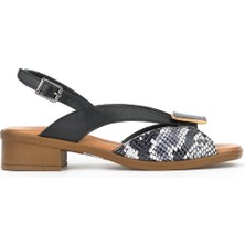 Ziya, Kadın Hakiki Deri Topuklu Sandalet 1511032Z6020 Siyah