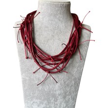 Otantik Bordo Ipli Marjinal Kolye