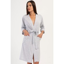 Kadın Kapri Kol Pembe Sabahlık %100 PAMUK C0T6N3O504