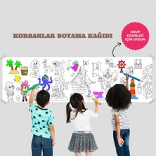 Korsanlar Temalı Dev Boyama Kağıdı 2,5 Metre Rulo Boyama Kağıdı Çocuk Anaokulu ve Kreşler İçin Aktivite  Eğitici Boyama