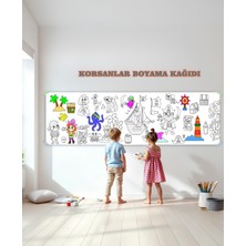 Korsanlar Temalı Dev Boyama Kağıdı 2,5 Metre Rulo Boyama Kağıdı Çocuk Anaokulu ve Kreşler İçin Aktivite  Eğitici Boyama