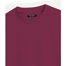 Unisex Bisiklet Yaka %100 Organik Pamuklu Kalın Dokulu Toyota Supra Mk4 Baskılı Oversize T-Shirt - Bordo