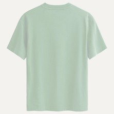 Unisex Bisiklet Yaka %100 Organik Pamuklu Kalın Dokulu Rose Baskılı Oversize T-Shirt - Bej