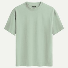 Unisex Bisiklet Yaka %100 Organik Pamuklu Kalın Dokulu Sally Baskılı Oversize T-Shirt - Bej