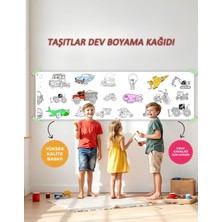 Taşıtlar Temalı Dev Boyama Kağıdı 2,5 Metre Rulo Boyama Kağıdı Çocuk Anaokulu ve Kreşler İçin Aktivite Çocuk Eğitici Boyama