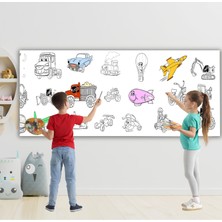 Taşıtlar Temalı Dev Boyama Kağıdı 2,5 Metre Rulo Boyama Kağıdı Çocuk Anaokulu ve Kreşler İçin Aktivite Çocuk Eğitici Boyama