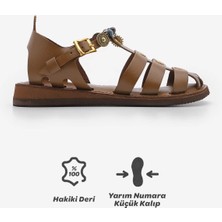 Marjin Kadın Hakiki Deri Sandalet Eva Taban Kesva