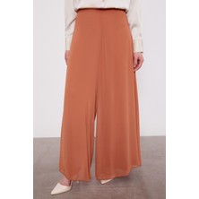 Taba Geniş Paçalı Şifon Pantolon
