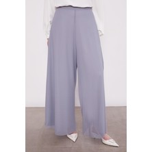 Gri Geniş Paçalı Şifon Pantolon