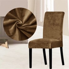 Kadife Sandalye Kılıfı,sandalye Örtüsü, Lastıkli, Standart 6lı Adet Kadife Sandalye Kılıfı