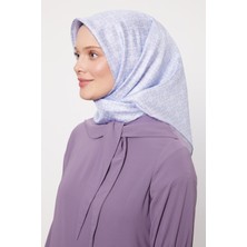 Lêvi D'or Açık Mavi Çizgili Sarmal Desen Twill İpek Eşarp