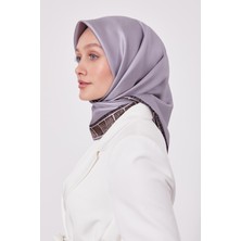 Lêvi D'or Koyu Gri Kenar Leopar Twill İpek Eşarp