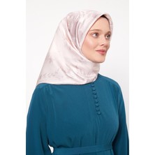 Lêvi D'or Açık Pudra Soyut Gül Desen Twill İpek Eşarp
