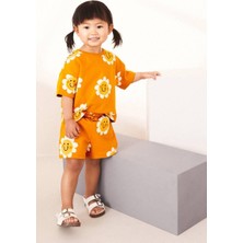 Turuncu Kız Çocuk Tişört + Şort Takımı 2-8 Yaş