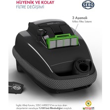 Sebo K3 Premium 890 W Toz Torbalı Elektrikli Süpürge, Siyah