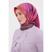 Siyah Bohem Geçişli Twill İpek Eşarp