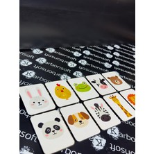 Karbonsoft Zeka Kartları Ahşap Eğitici Hafıza Eşleştirme Oyunu Sevimli Hayvanlar Eğitici Puzzle Oyuncak Kart Oyunu (5,5 x 7,5 Cm)