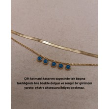 Hazemyhazemy Şans Getiren Nazar Boncuklu Çok Katlı Gold Zincir Bileklik