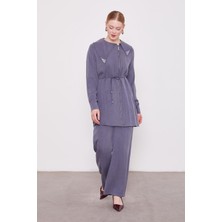 Lacivert Yakası Taşlı Cupra Ikili Takım