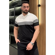 Mishar İtalia Erkek Polo Yaka Çizgi Desenli Çift Renkli Triko Tişört P-00016790