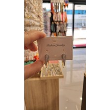 Parlak Taşlı Diş Model Zirkon Küpe