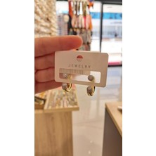 Parlak Taşlı Halka Zirkon Küpe