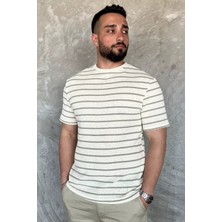 Mishar İtalia Bisiklet Yaka Çizgi Desenli Erkek Tişört P-00016828