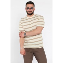 Mishar İtalia Erkek Bisiklet Yaka Şerit Desenli Örme Tişört P-00015565