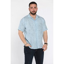 Erkek Apaş Yaka Duble Kol Kendinden Desenli Oversize Gömlek P-00016192