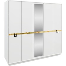 Loft 5 Kapaklı,9 Raflı,aynalı,3 Askı Bölümlü Dolap /GARDIROP(%100MDF)