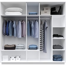 Loft 5 Kapaklı,9 Raflı,aynalı,3 Askı Bölümlü Dolap /GARDIROP(%100MDF)
