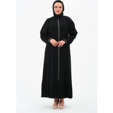 Gülinaz Büyük Beden Petek Kumaş Taşlı Abiye Ferace