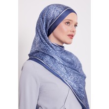 Indigo Baskılı Hint Ipeği Şal