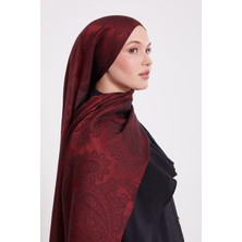 Bordo Etnik Desen Italyan Jakar Şal